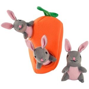 Zippy Paws Burrow Interactive Puzzle Dog Toy Carrot Bunnies Treat Dispensing